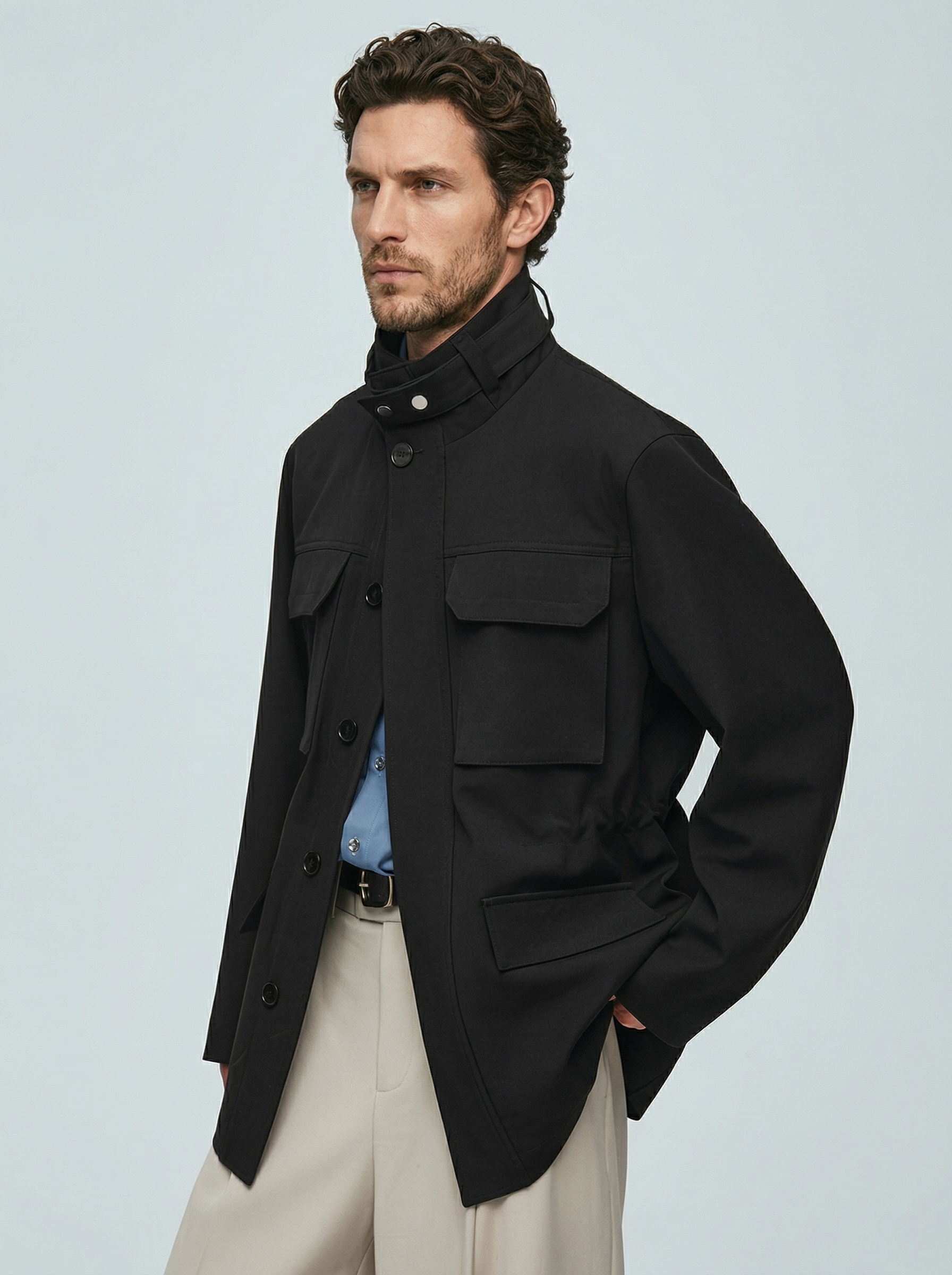 WOOL BLEND UTILITY JACKET